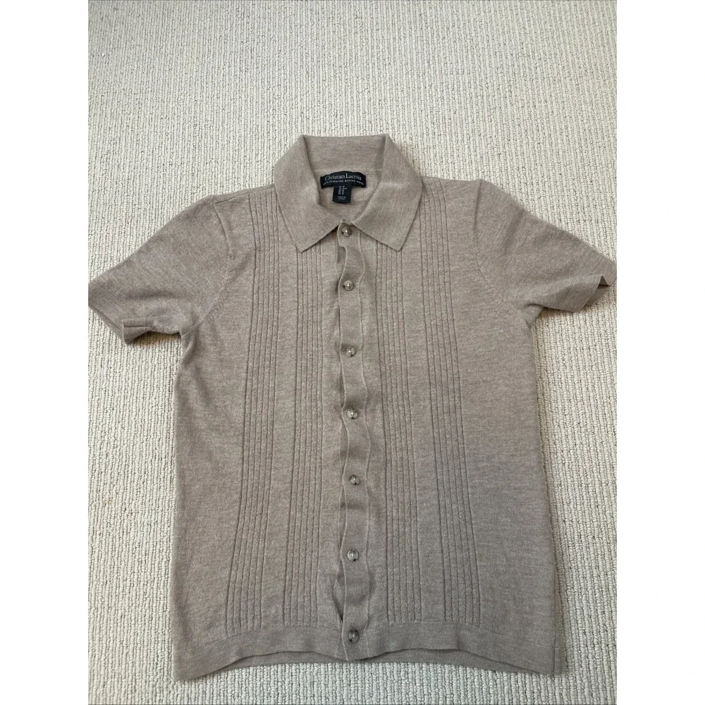 Christian Lacroix Men's Medium* Knit Sweater Merino Wool Collar Short Sleeve